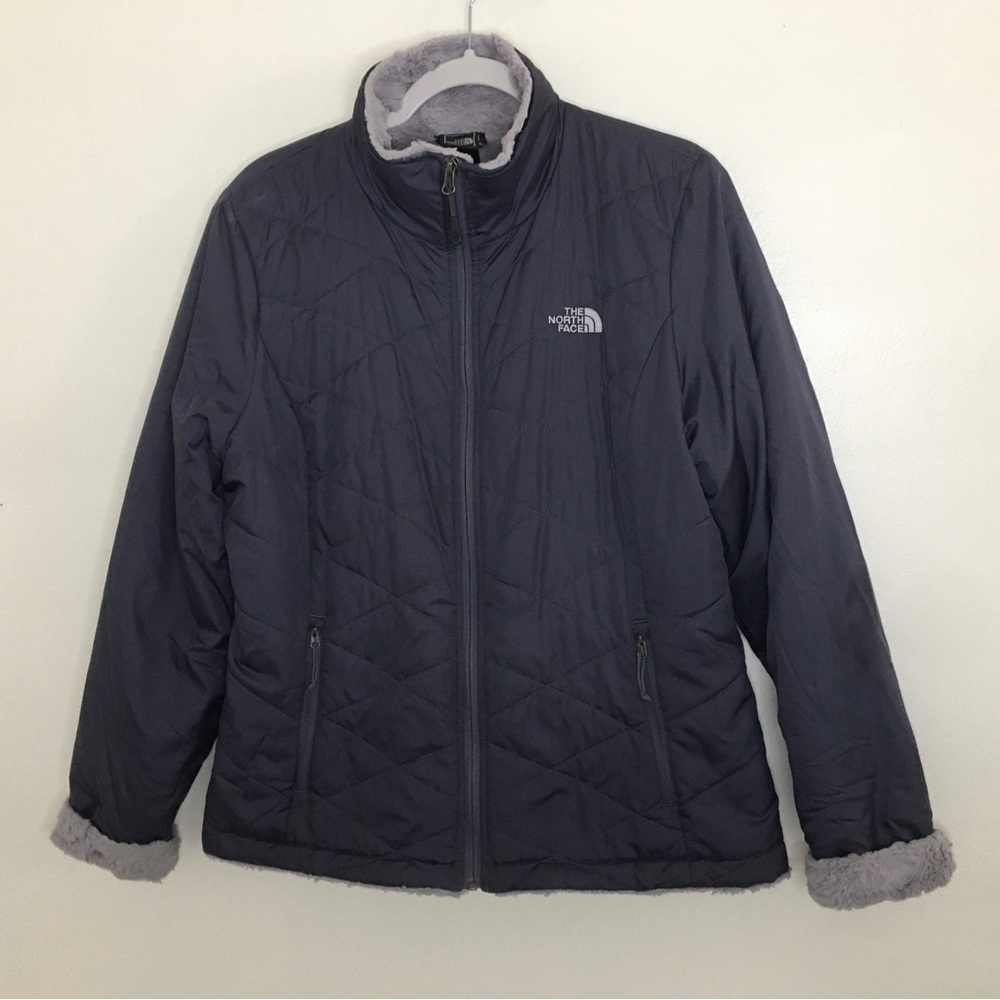 The North Face Mossbud Reversible Jacket Womens L Gray/ Purple